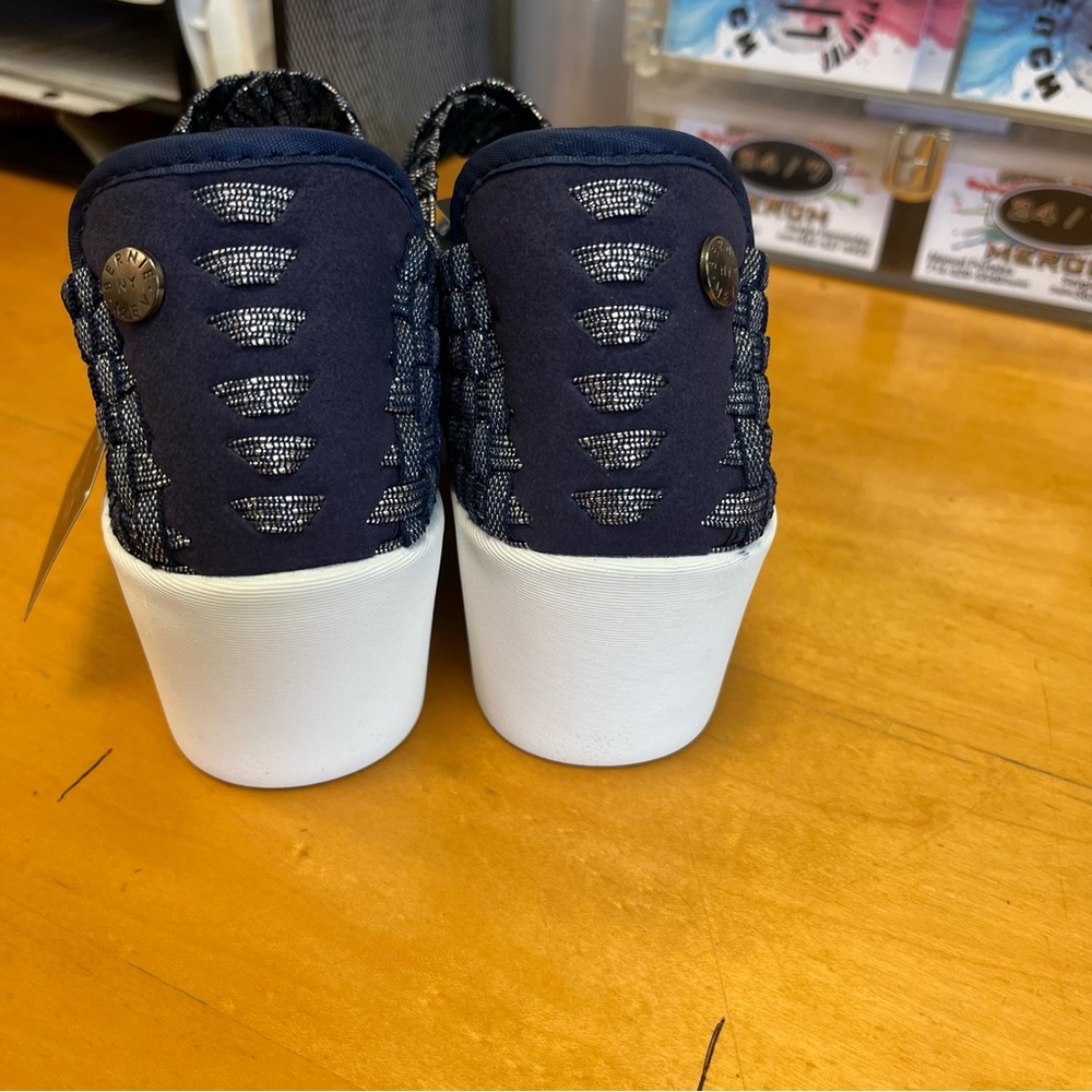 Bernie Mev Comfort Wedge Shoes Navy Blue Stretch Size 6 EU 36 - Picture 5 of 8